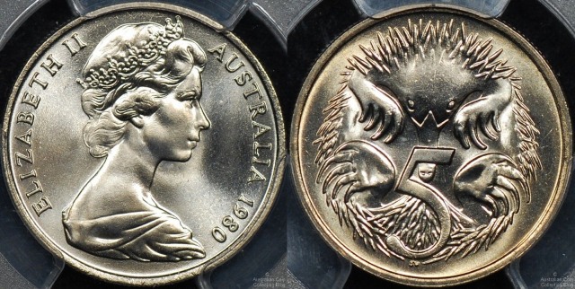 Australia 1980 Five Cent Coin